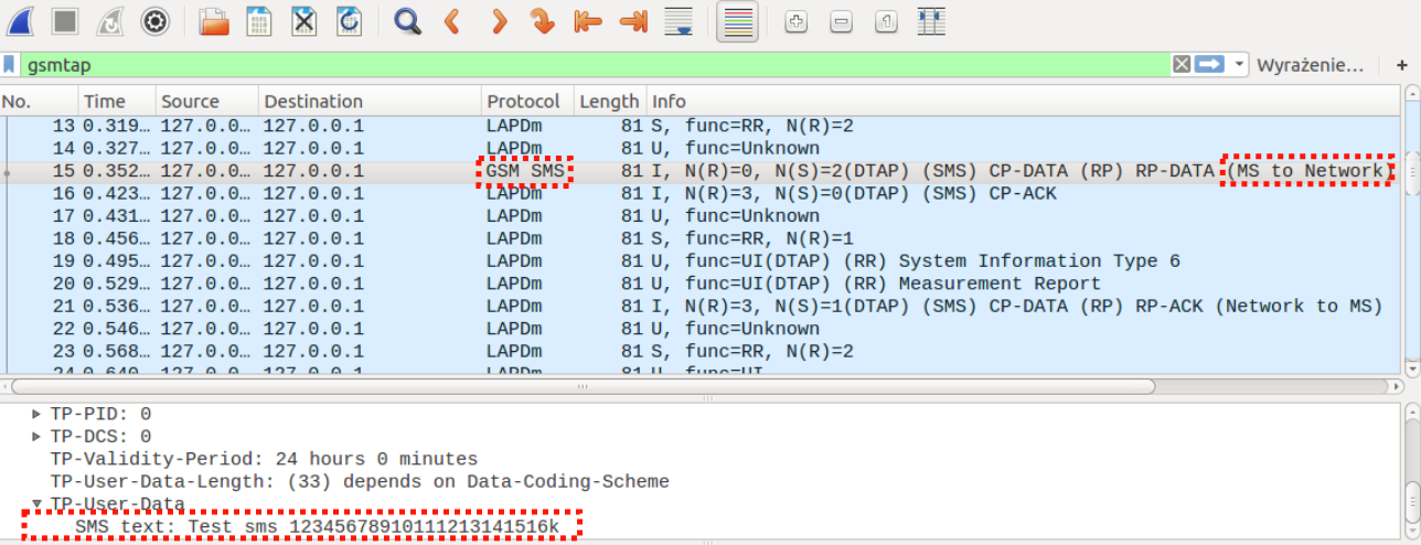 Uplink SMS in Wireshark